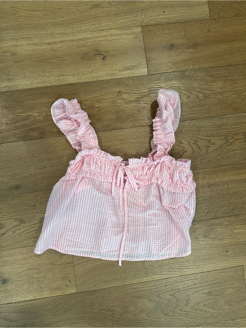 Le Lis Pink Gingham Ruffle-Strap Camisole